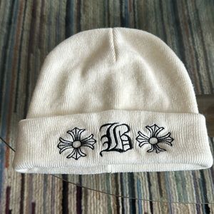 White Chrome Hearts x Bella Hadid beanie